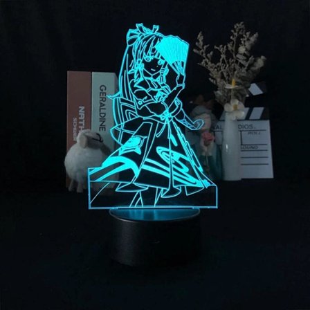 Peli LED 3D Yövalo Perjantai Genshin Impact Kamisato Ayaka Lamppu Pöytälamppu Koti Sisustus Koristeellinen Lasten Genshin Impact Kamisato Ayaka Valo