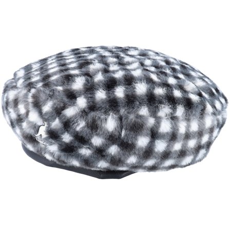 Kangol - Nero beret Cappello - Faux Fur Gingham Black/White Beret @ Hatstore