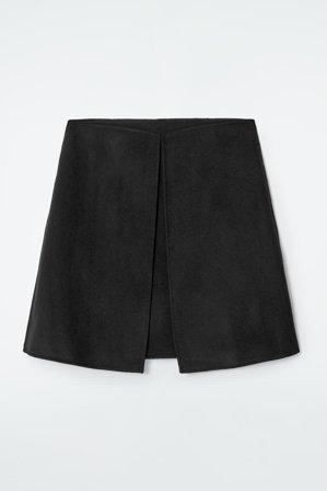 COS Women's Fold-Detail Double-Faced Wool Mini Skirt in Black