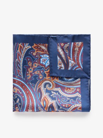 John Henric Men's Blaues Einstecktuch Paisley Size Onesize