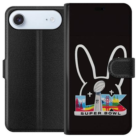 Kompatibel Tegnebogsetui til Apple iPhone 17 Air Bad Bunny portræt med åben skjorte, tatoveringer og krøllet hår i stilfuld modefotografering