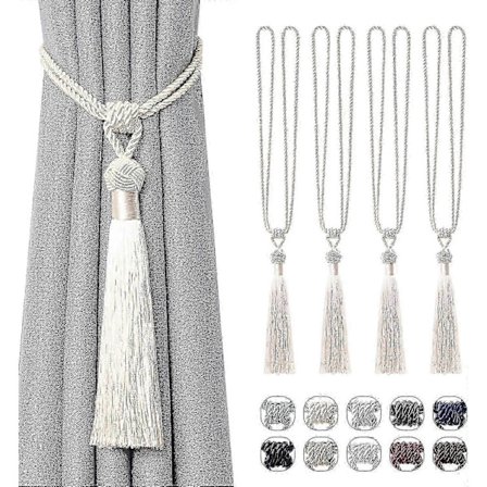 Gardinbånd, 2-pakning håndvevde lange dusker, 55 cm polyestertauknute festet