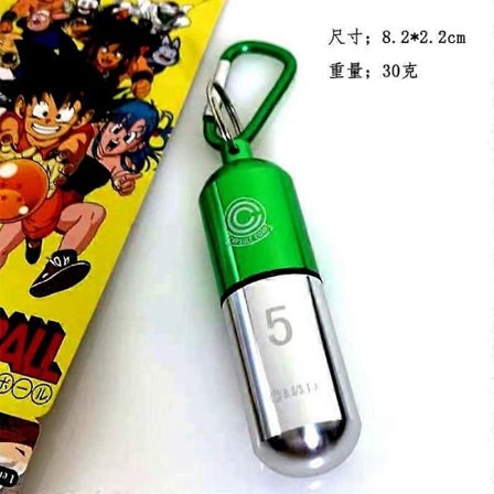Dragon Ball Aluminiumslegering Nøkkelring Leke Bulma Kapsel Kawaii Nøkkelring Bærbar Pilleboks Beholder Anheng Dekor Barneleker Gaver[YJD]