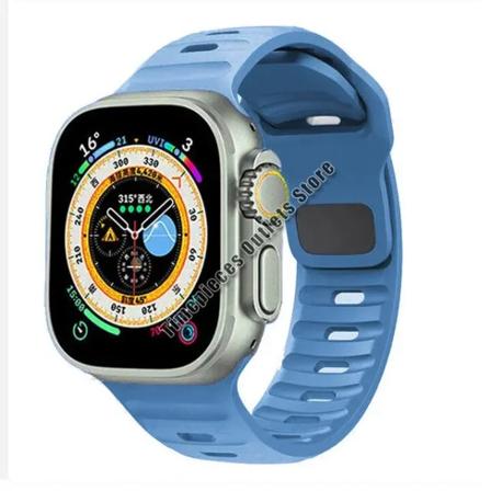 Silikon sportband för Apple Watch Ultra 49mm Rem 40mm 41mm 44mm 45mm 42mm 38mm correa Iwatch-serien 8 7 3 5 6 4 3 2 Skyblue 42 44 45 49mm