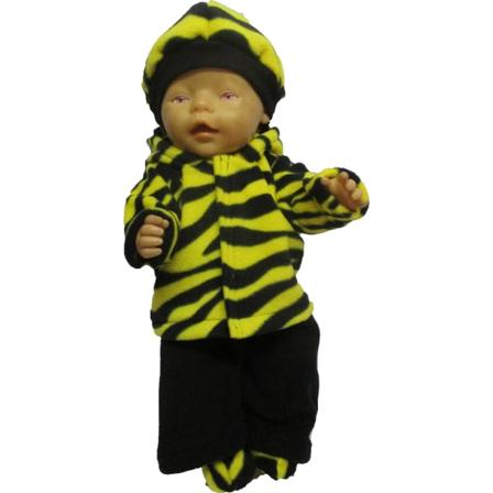 Fleecedress i mönstrad/svart till Baby Born, dockkläder. flerfärgad