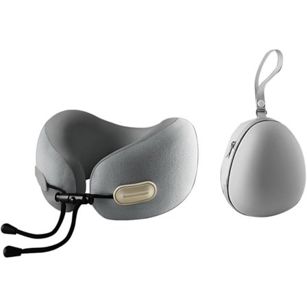 Memory Foam Rejse Nakkepude – Ergonomisk og kompakt design, egnet til fly, bil og lange rejser (grå)