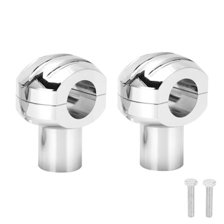 Motorsykkel Styrerisere 25mm CNC Universal Motorsykkel Styre Clamp Rundt Hode med Stripe Styrerisere (Sølvfarget)