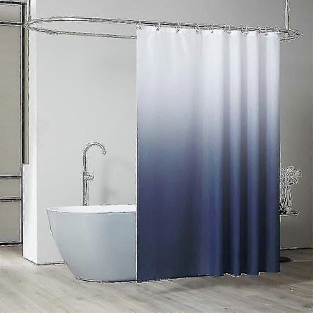 Duschdraperi 200x200 cm med 12 krokar, extra brett, tyngd, mögelresistent, mörkblått, vattentätt, stort duschdraperi, polyestertyg