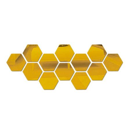 12 St 3d-spegel Hexagon Vinyl Avtagbar Väggdekal Hem Gold 80*70*40mm