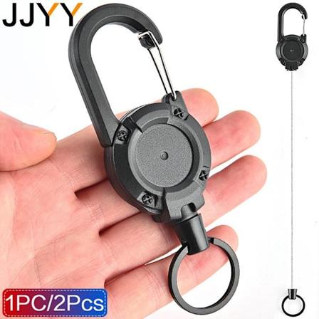Outdoor Products Trækbart Nøglering Bærbar Mærke Nøglesnor Holder Rygsæk Nøglering Bæltespænde Hanger Sort Black B