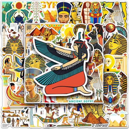 50 stk. Ægyptiske Farao Vinyl PVC Vandtæt Sød Sjove Tegneserie Doodle Farverige Anime Sticker Pakke til Laptop, Telefon, Skateboard, Bagage, 