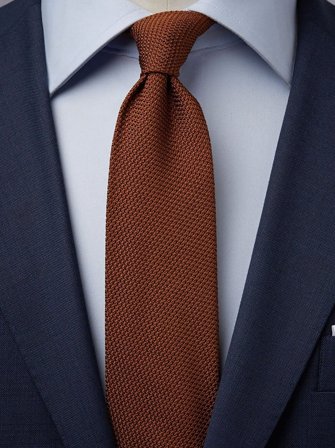 John Henric Men's Dunkelorange Grenadinekrawatte Size 7,5
