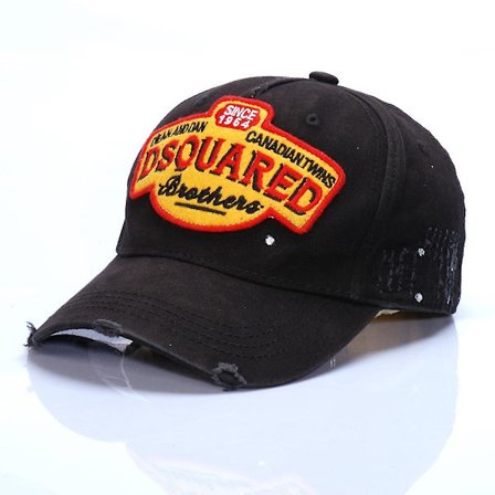 Mænds Bomulds Baseball Cap Forår Og Sommer Hat Broderi Bogstaver Dsquared Sort