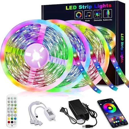 Led Strip Light 15m Color Changing Music Sync Led Light Strip With Bluetooth App And Remote Control(eu)