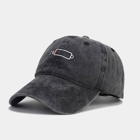 Herrkeps i tvättat bomull med tryck