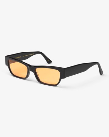 Sunglass 04 - Deep Black Solid - Orange - One Size