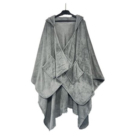 Hyggelig efterår & vinter hjemme plys shawl - dobbeltsidet flanneltæppe med lommer