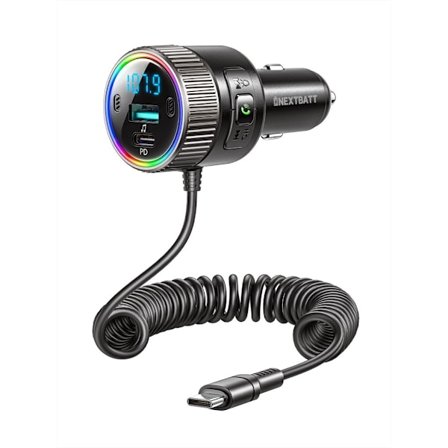NEXTBATT Bluetooth 5.4 Wireless FM Transmitter Car Charger 60W - Black