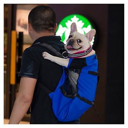 Justerbar Pet Hund Utendørs Reise Ryggsekk For Vandring Sykling Bærer Bag For Hunder Fransk Bulldog Pug Bæreposer (L Blå)