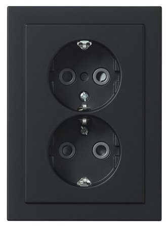 ABB Impressivo 302EUJT-885 Vägguttag matt svart, lågt, Strömbrytare & vägguttag