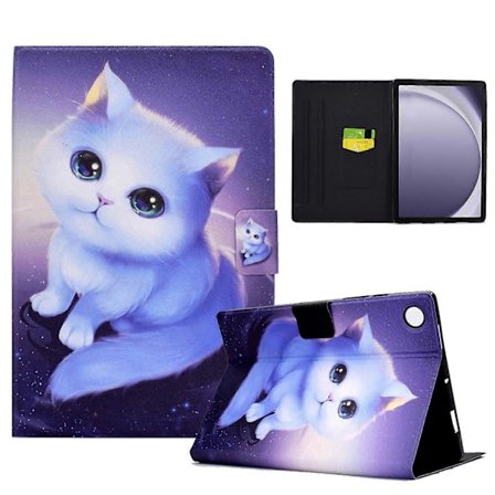 Kuvioitu nahkainen tablettikotelo Samsung Galaxy Tab A9+:lle, korttipaikoilla [DB]