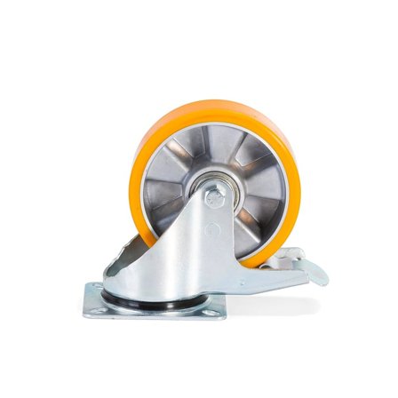 Länkhjul med broms, 160x50 mm, 350 kg, polyuretan