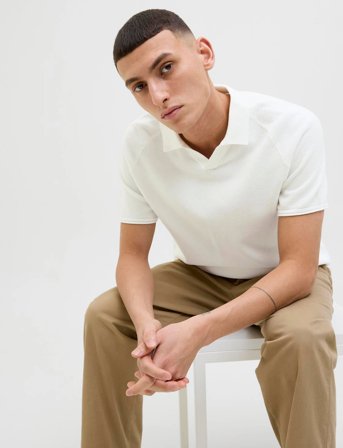 Jack & Jones Jjhill Knit Split Neck - White - XL