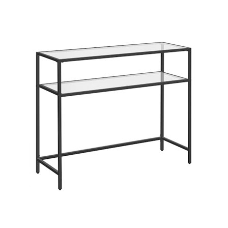 Rootz Black Metal Glass Console Bord - Entrébord - Soffbord - Robust konstruktion - Rymliga hyllor - Modern design - 100cm x 35cm x 80cm