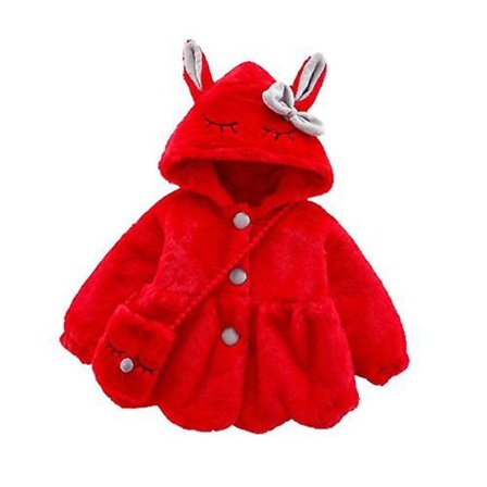 Flickor Varm Vinterrocka Med Luva I Konstgjord Päls Fleecejacka För Småbarn Bebis