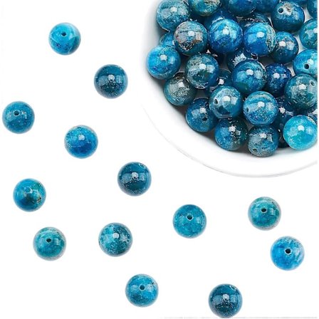 Cirka 45 st 8 mm Naturliga Runda Pärlor Naturlig Apatit Lösa Pärlor Äkta Ädelsten Lösa Pärlor för Armband Halsband Smyckestillverkning (Hål: 1 mm)