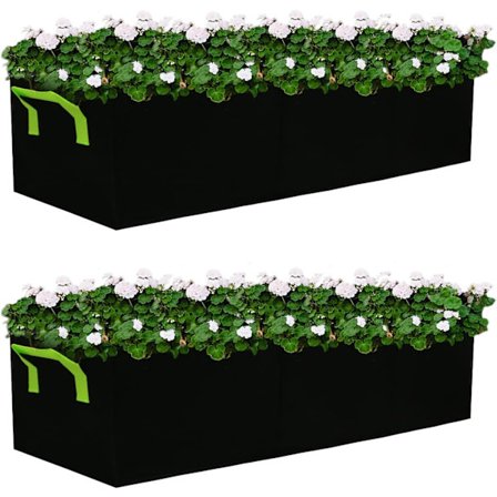 Plantevekstposer, Fabric Raised Planting Beds, Rectangle Grow Bag, for Outdoor Vegetables Plant Flowers