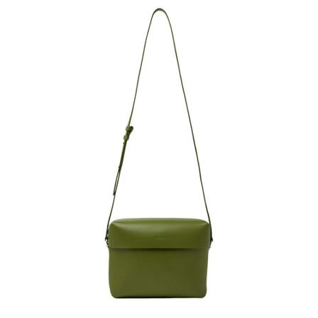 Jil Sander, Lid Shoulder Bag Groen, Dames, Maat:ONE Size,leer