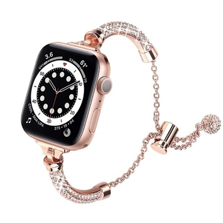 Apple Watch (45 mm) elegant klockarmband med strass - Roséguld