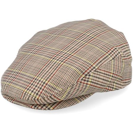 Brixton - Beige flatcap Keps - Hooligan Lw Tan/Brown/Rust Houndstooth Snap Cap @ Hatstore