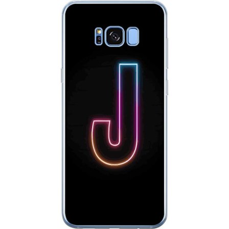 Kompatibelt Mobilskal till Samsung Samsung Galaxy S8+ Minimalistisk neonbokstav J i färgskiftande ljus mot svart bakgrund