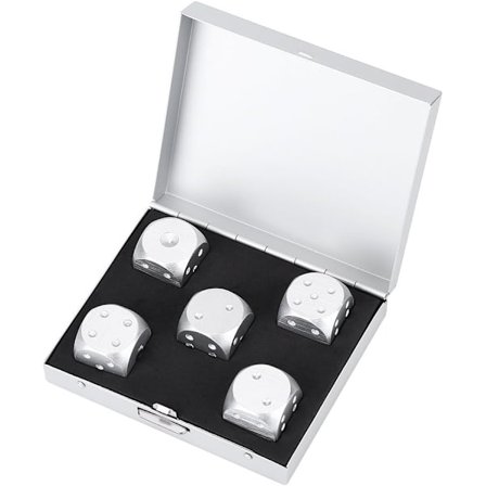 Eske med 5 sølvfargede spillterninger i aluminium - Firkantet eske, lett Si