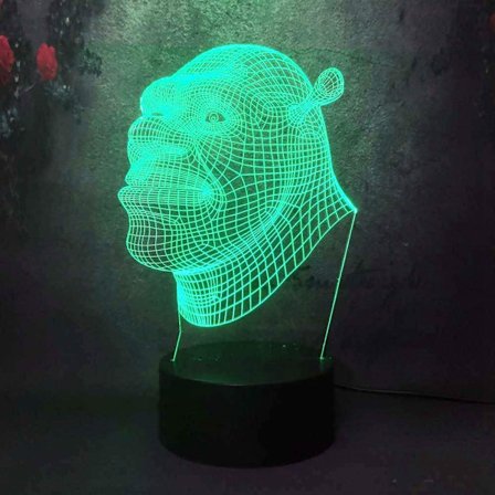 3D Shrek LED nattlampa 7 färger ändra fjärrkontroll USB B