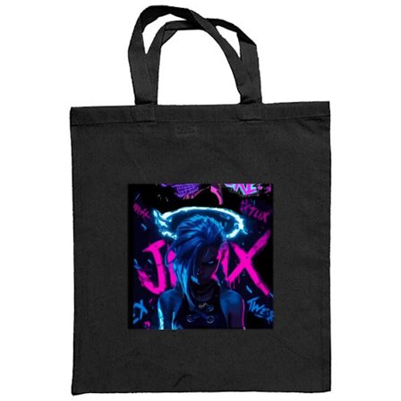 Kangaskassi Jinx juliste Arcane League of Legends LoL hahmo neon graffiti pelifanitaide Netflix anime suunnittelu