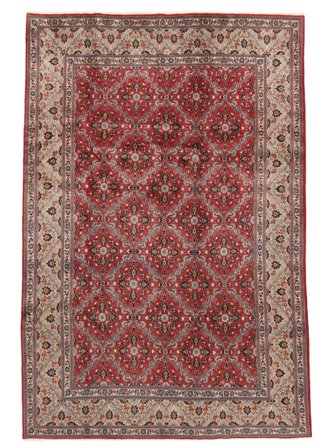 Handgeknoopt Moud Sherkat Farsh Vloerkleed 202X300 Perzisch Wol Donkerrood/Bruin