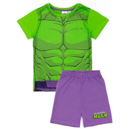 Hulk Pyjamas för pojkar med tryck, 3-4 år, lila/grön