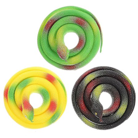 3 st Stora Gummiormar Nyhet Halloween Låtsasormar Läskiga Bus eller Godis Ormleksaker Trädgårdsrekvisita för Halloweenfest Spökfestival (FMY)