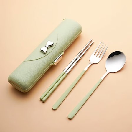 Stilfuldt og praktisk sæt af rustfrit stål bestik med sløjfer - Inkluderer skeer, gafler