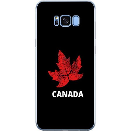 Kompatibelt Mobildeksel til Samsung Samsung Galaxy S8 Grafisk lønnebladsymbol i rødt mot svart bakgrunn med tydelig kanadisk referanse og minimalist