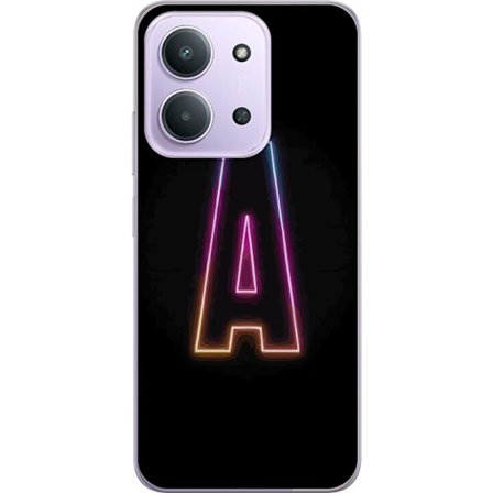 Kompatibel Mobilcover til Xiaomi Xiaomi Redmi 15C Minimalistisk neonbogstav A i regnbuefarvet lys mod sort baggrund i moderne typografisk stil