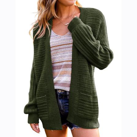 Kvinnor Plain Coat Öppen Front Cardigan Sweater