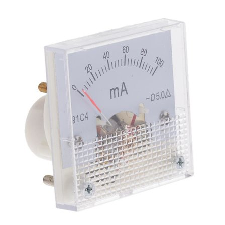 DC Amperemeter Analog Panel Meter Amp Meter Strømmåler Pindtype 0-20mA 4.3 x 4.3 x 3.5cm 0-100mA