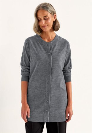 Cellbes of Sweden - Cardigan Premium i merinoull i mørk gråmelert for damer i størrelse 34/36