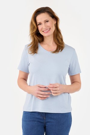 BRANDTEX - Kortærmet T-shirt - Lyseblå - V-Hals