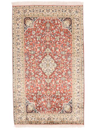 Tapete Oriental Kashmir Pura Seda 94X158 Castanho/Bege (Seda, Índia)