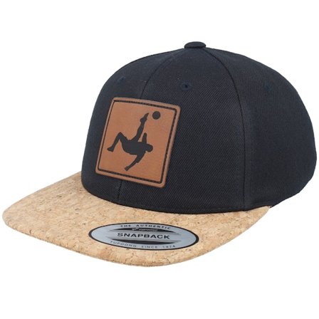 Kiddo Cap - Nero snapback Cappellino - Kids Football Bicycle Kick Engraved Cork/Black Snapback @ Hatstore